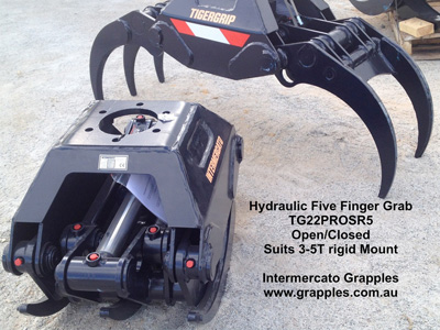 360 degree rotating hydraulic excavator grapple