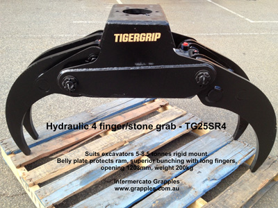 360 degree rotating hydraulic excavator grapple