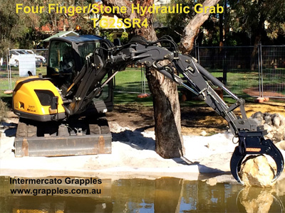 360 degree rotating hydraulic excavator grapple