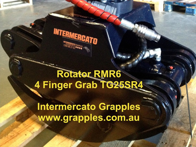 360 degree rotating hydraulic excavator grapple