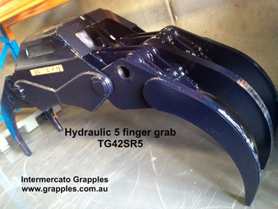 360 degree rotating hydraulic excavator grapple