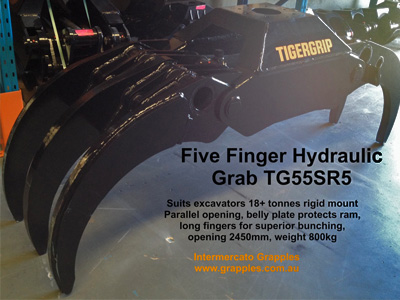 360 degree rotating hydraulic excavator grab