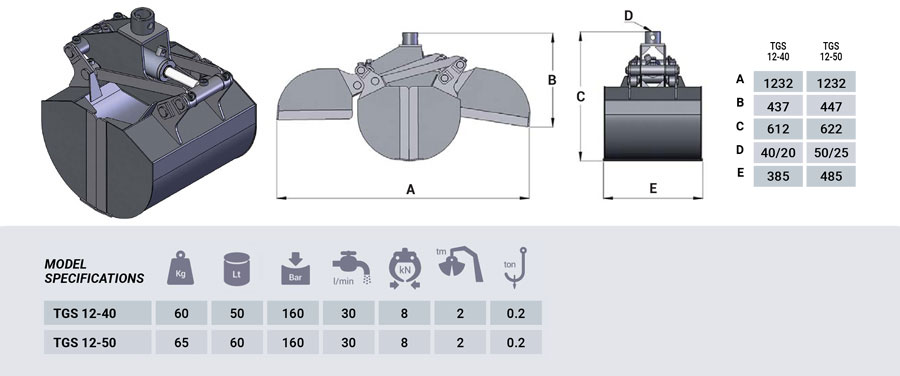 clamshell buckets TGS1240